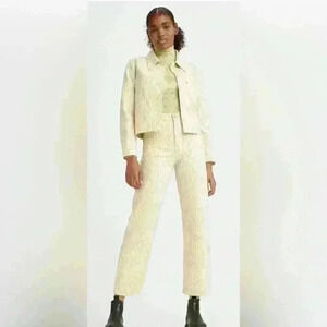 Levi’s Women’s Ribcage Ankle Beige Wavy Lines High Rise Button Fly Size 30